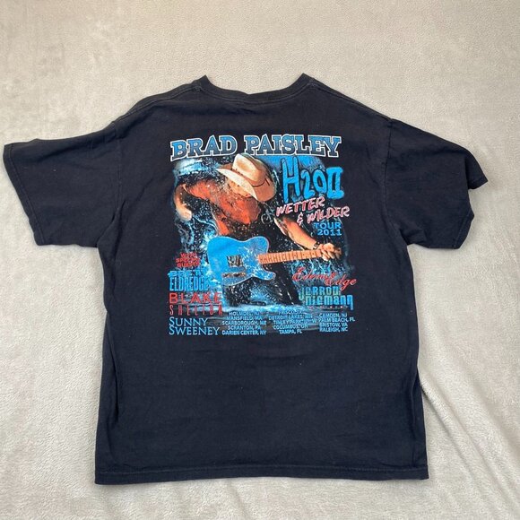 Brad Paisley Mens T-Shirt H2O Wetter & Wilder 2011 Tour Black Crewneck Casual - Picture 5 of 7